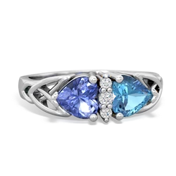 Tanzanite Celtic Knot Double Heart 14K White Gold ring R5040