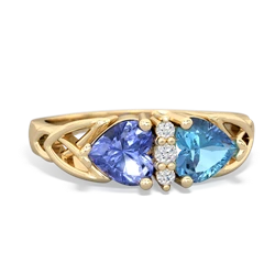 Tanzanite Celtic Knot Double Heart 14K Yellow Gold ring R5040