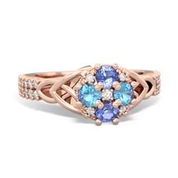 Tanzanite Celtic Knot Cluster Engagement 14K Rose Gold ring R26443RD