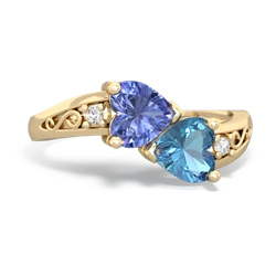 Tanzanite Snuggling Hearts 14K Yellow Gold ring R2178