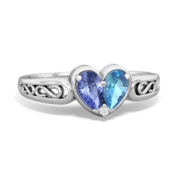 Tanzanite Filligree 'One Heart' 14K White Gold ring R5070