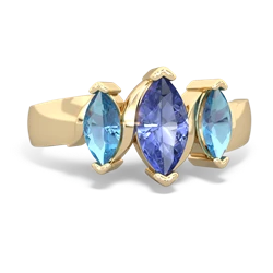 Tanzanite Three Peeks 14K Yellow Gold ring R2433