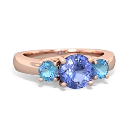 Tanzanite Three Stone Round Trellis 14K Rose Gold ring R4018