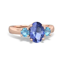 Tanzanite Three Stone Oval Trellis 14K Rose Gold ring R4024