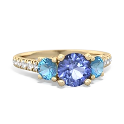 Tanzanite Pave Trellis 14K Yellow Gold ring R5500