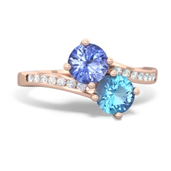 Tanzanite Channel Set Two Stone 14K Rose Gold ring R5303