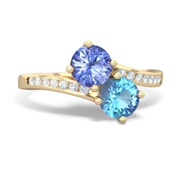 Tanzanite Channel Set Two Stone 14K Yellow Gold ring R5303