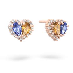 Tanzanite Halo 14K Rose Gold earrings E7008