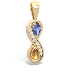 Tanzanite Diamond Infinity 14K Yellow Gold pendant P5390