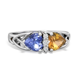 Tanzanite Celtic Knot Double Heart 14K White Gold ring R5040