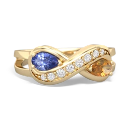 Tanzanite Diamond Infinity 14K Yellow Gold ring R5390