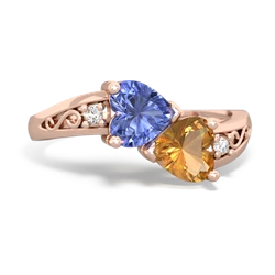 Tanzanite Snuggling Hearts 14K Rose Gold ring R2178