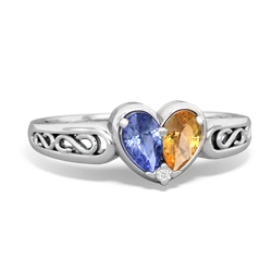 Tanzanite Filligree 'One Heart' 14K White Gold ring R5070