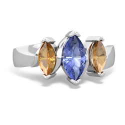 Tanzanite Three Peeks 14K White Gold ring R2433