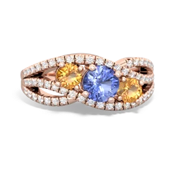 Tanzanite Three Stone Aurora 14K Rose Gold ring R3080