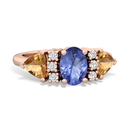 Tanzanite Antique Style Three Stone 14K Rose Gold ring R2186