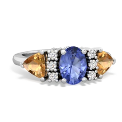 Tanzanite Antique Style Three Stone 14K White Gold ring R2186