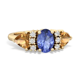 Tanzanite Antique Style Three Stone 14K Yellow Gold ring R2186