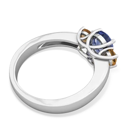 Tanzanite Three Stone Round Trellis 14K White Gold ring R4018