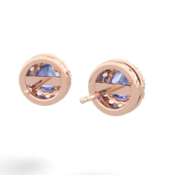 Tanzanite Diamond Halo 14K Rose Gold earrings E5370