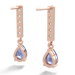 Tanzanite Art Deco Diamond Drop 14K Rose Gold earrings E5324