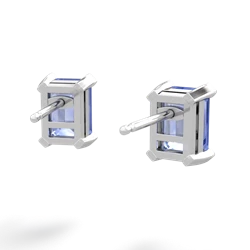 Tanzanite 7X5mm Emerald-Cut Stud 14K White Gold earrings E1856