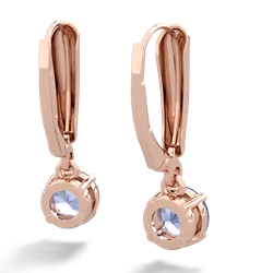 Tanzanite 6Mm  Round Lever Back 14K Rose Gold earrings E2786