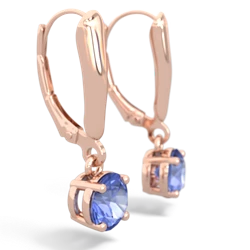 Tanzanite 6Mm  Round Lever Back 14K Rose Gold earrings E2786