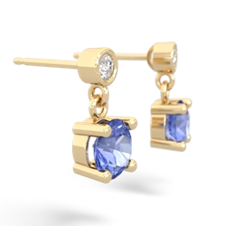 Tanzanite Diamond Drop 6Mm Round 14K Yellow Gold earrings E1986