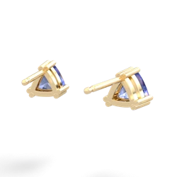 Tanzanite 5Mm Trillion Stud 14K Yellow Gold earrings E1858