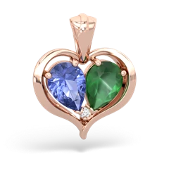 Tanzanite Two Become One 14K Rose Gold pendant P5330