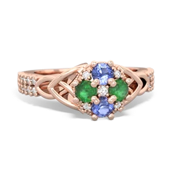 Tanzanite Celtic Knot Cluster Engagement 14K Rose Gold ring R26443RD