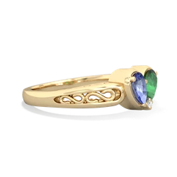 Tanzanite Filligree 'One Heart' 14K Yellow Gold ring R5070