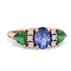 Tanzanite Antique Style Three Stone 14K Rose Gold ring R2186