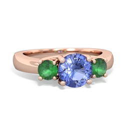 Tanzanite Three Stone Round Trellis 14K Rose Gold ring R4018