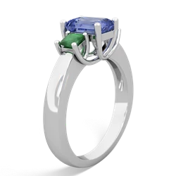 Tanzanite Three Stone Emerald-Cut Trellis 14K White Gold ring R4021