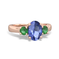 Tanzanite Three Stone Oval Trellis 14K Rose Gold ring R4024