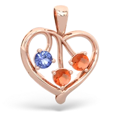 Tanzanite Glowing Heart 14K Rose Gold pendant P2233