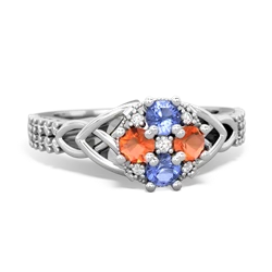 Tanzanite Celtic Knot Cluster Engagement 14K White Gold ring R26443RD