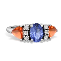 Tanzanite Antique Style Three Stone 14K White Gold ring R2186