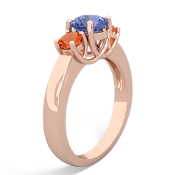 Tanzanite Three Stone Round Trellis 14K Rose Gold ring R4018