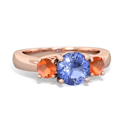 Tanzanite Three Stone Round Trellis 14K Rose Gold ring R4018