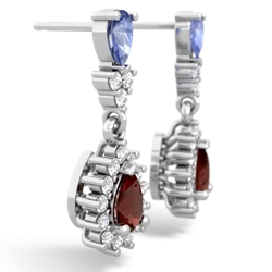 Tanzanite Halo Pear Dangle 14K White Gold earrings E1882