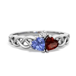 Tanzanite Heart To Heart Braid 14K White Gold ring R5870