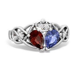 Tanzanite 'One Heart' Celtic Knot Claddagh 14K White Gold ring R5322