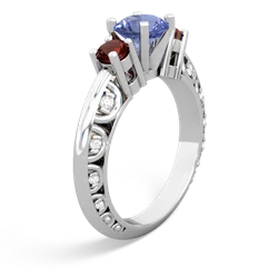 Tanzanite Art Deco Eternal Embrace Engagement 14K White Gold ring C2003