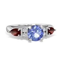 Tanzanite 6Mm Round Eternal Embrace Engagement 14K White Gold ring R2005