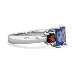 Tanzanite Three Stone Emerald-Cut Trellis 14K White Gold ring R4021