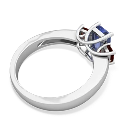 Tanzanite Three Stone Emerald-Cut Trellis 14K White Gold ring R4021