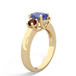 Tanzanite Three Stone Oval Trellis 14K Yellow Gold ring R4024